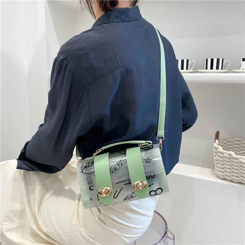 Fashion Transparent Clear Patchwork Graffiti Bag - Image 3