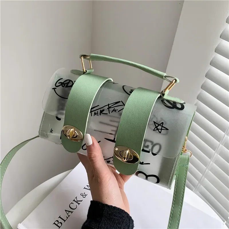 Fashion Transparent Clear Patchwork Graffiti Bag - Image 7