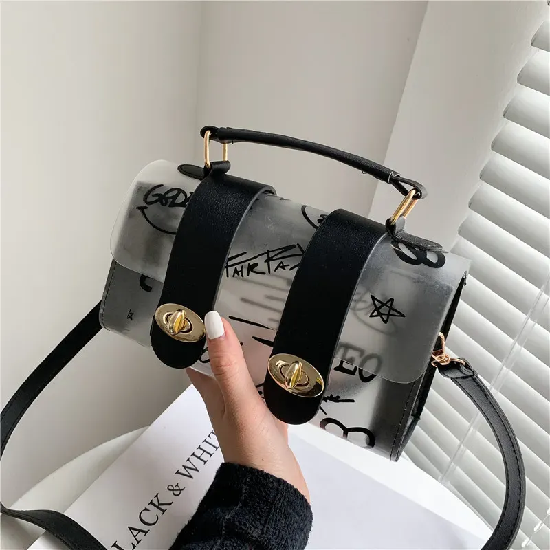 Fashion Transparent Clear Patchwork Graffiti Bag - Image 11