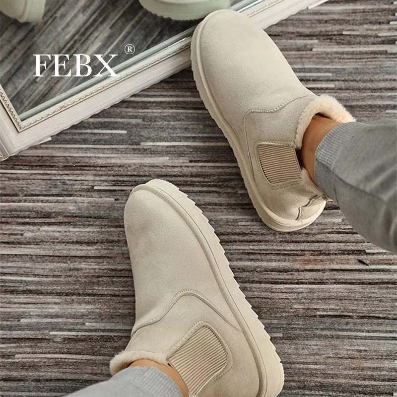 Women Fashion Fleece Round Toe Short Boots
