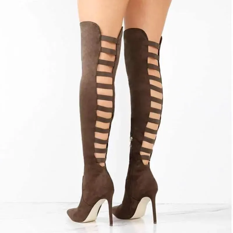 Women Fashion Pointed Toe Stiletto Heel Over The Knee Boots - Image 4