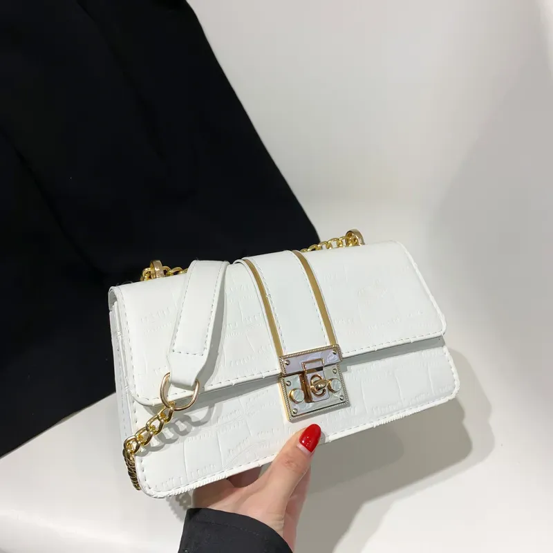 Women Fashion Simple Chain Stone Pattern Commuter Shoulder Bag - Image 12