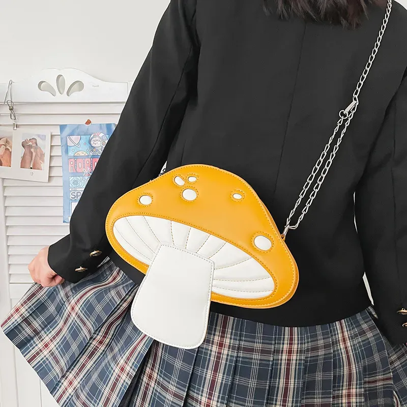 Women Fashion Personality Design Funny Cute Cartoon Pu Mushroom Shape Bag - Image 6