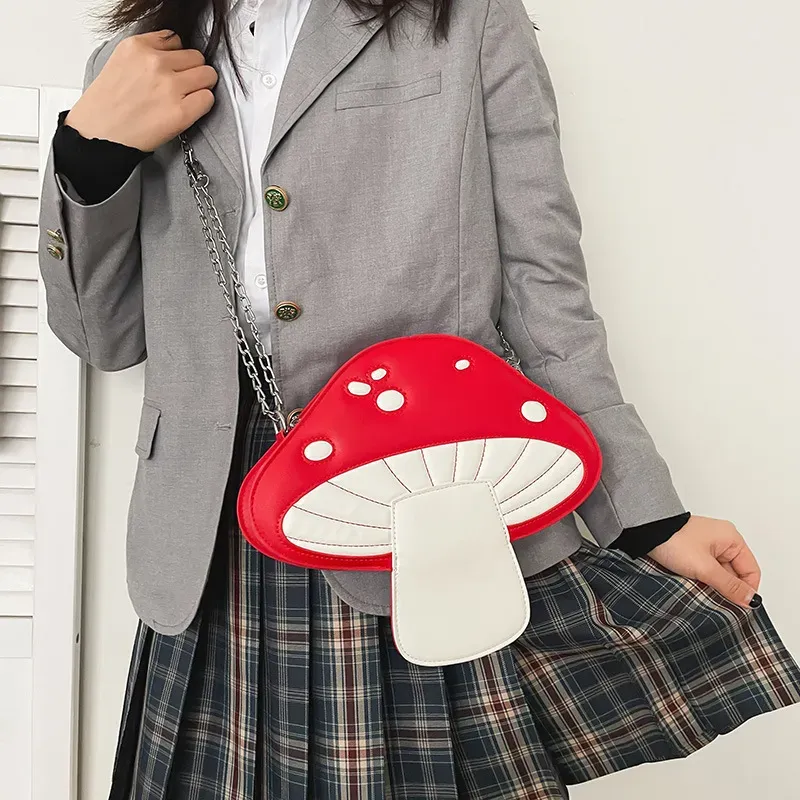 Women Fashion Personality Design Funny Cute Cartoon Pu Mushroom Shape Bag - Image 12