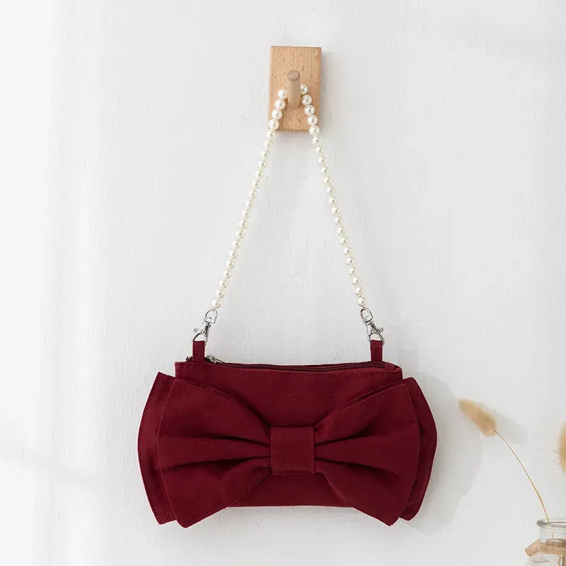 Women'S Fashion Big Bow Pearl Tote Bag - Image 6