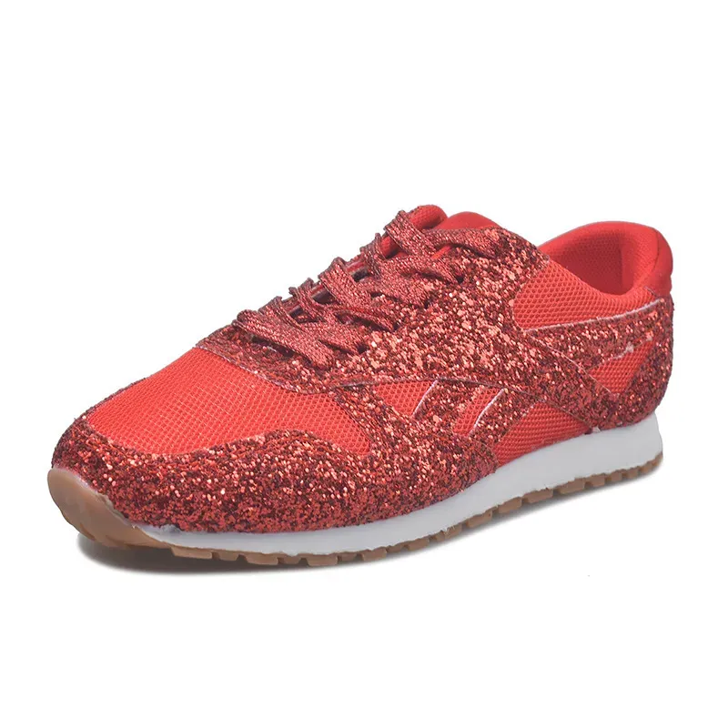 Women Fashion Round Toe Platform Sequins Rhinestone Platform Sneakers - Image 6