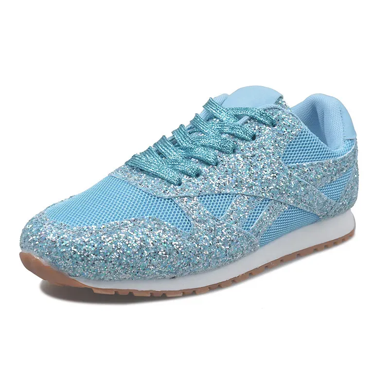Women Fashion Round Toe Platform Sequins Rhinestone Platform Sneakers - Image 17