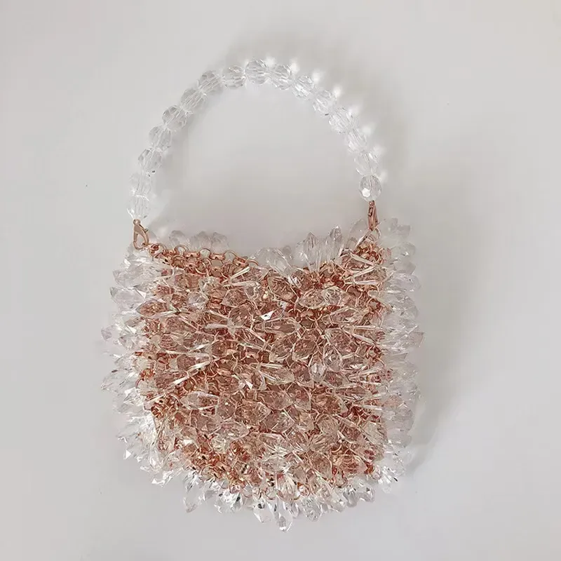 Women Fashion Transparent Handmade Acrylic Bead Water Drop Tote Bag