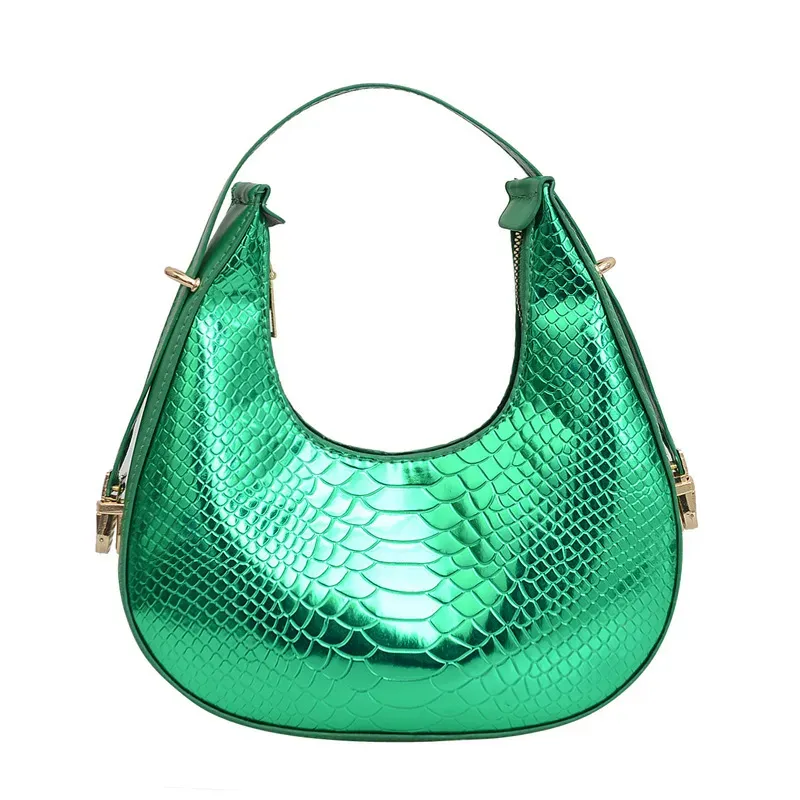 Women Fashionable Simple Pattern Crescent Zipper Shoulder Underarm Bag - Image 7