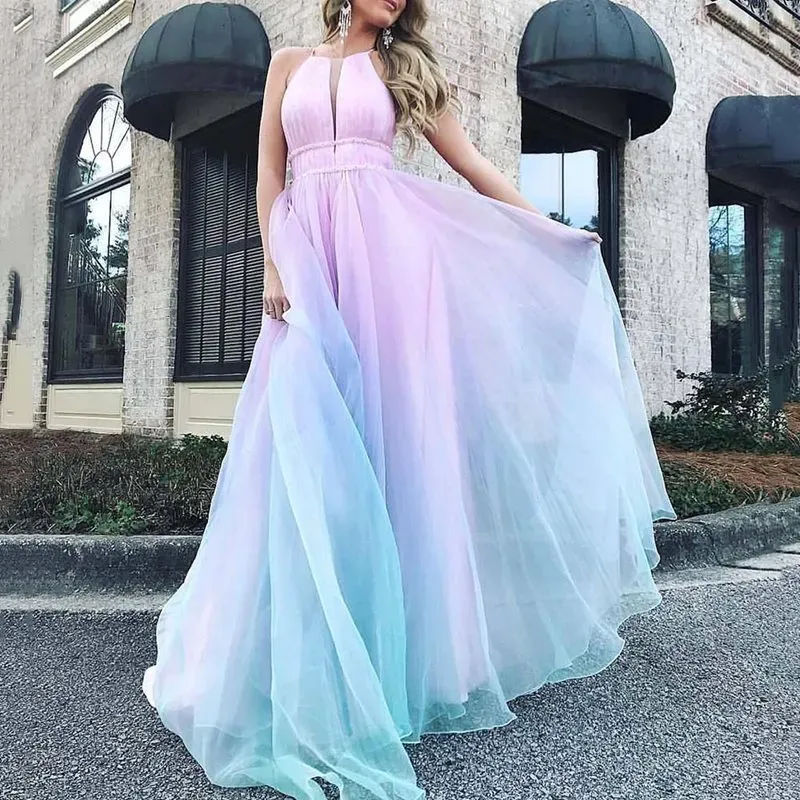 Women Fashion Gradient Sleeveless Party Dress