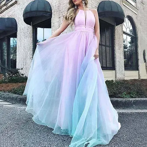 Women Fashion Gradient Sleeveless Party Dress - Image 6