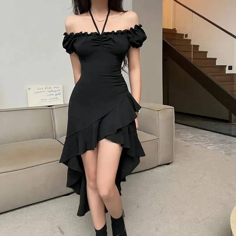 Women'S Fashion Off-Shoulder Ruffled Irregular Dress - Image 3