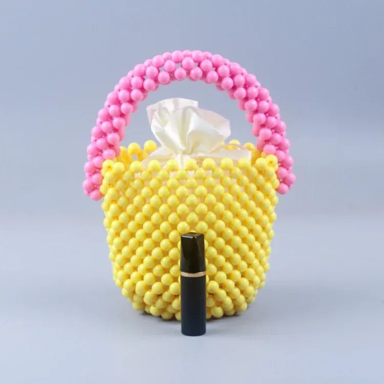 Women Fashion Creative Hand-Woven Beaded Handle Evening Bag - Image 7