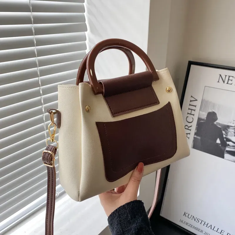 Women'S Vintage Contrast Large-Capacity Handbag - Image 6