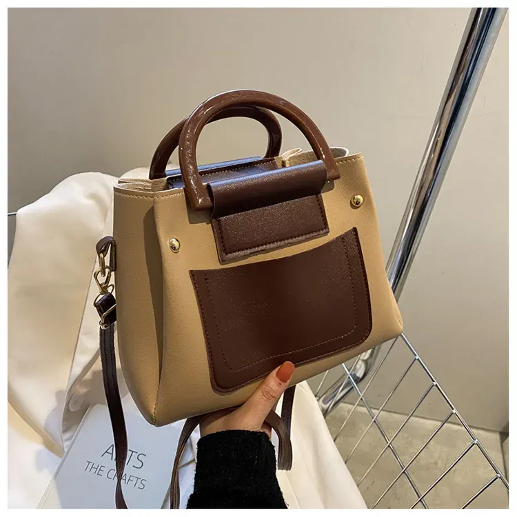 Women'S Vintage Contrast Large-Capacity Handbag - Image 7