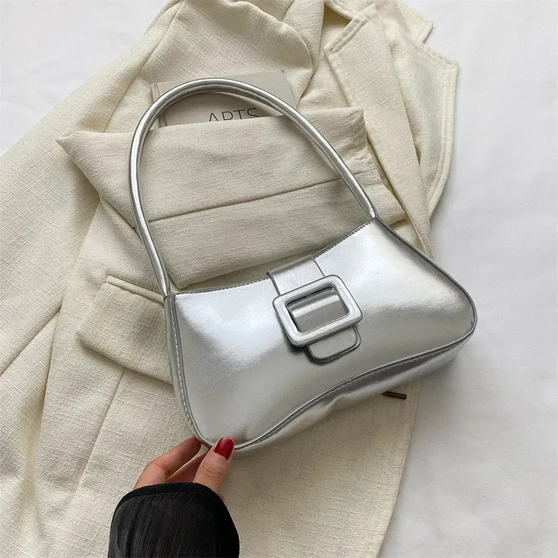 Women Fashionable Simple Belt Buckle Flap Square Shoulder Underarm Bag - Image 8