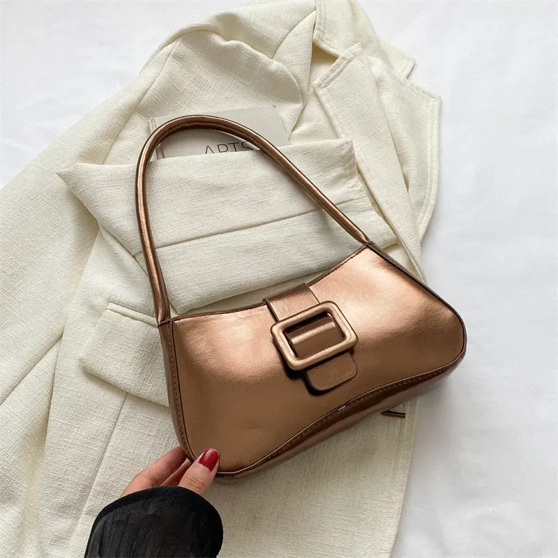 Women Fashionable Simple Belt Buckle Flap Square Shoulder Underarm Bag - Image 9