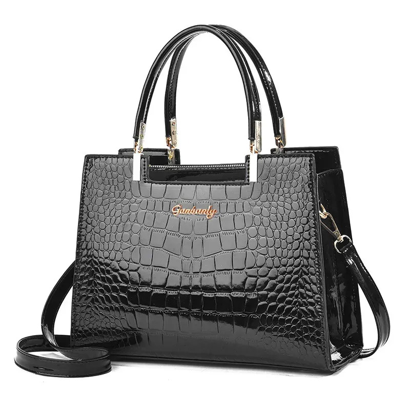 Women Fashion Crocodile Pattern Large Capacity Square PU Handle Shoulder Bag - Image 10