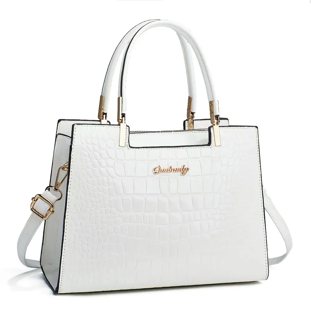 Women Fashion Crocodile Pattern Large Capacity Square PU Handle Shoulder Bag - Image 11