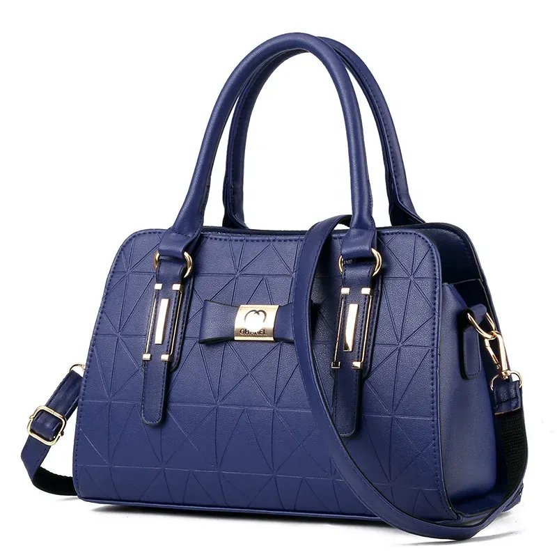 Women Fashion Large Capacity Embossed Handle Shoulder Bag - Image 3