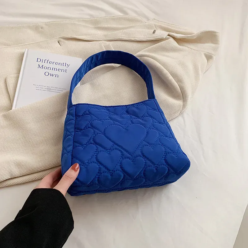 Summer Women Casual Solid Color Heart-Shaped Embossed One-Shoulder Underarm Bag - Image 8