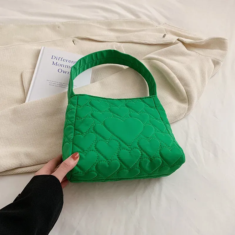 Summer Women Casual Solid Color Heart-Shaped Embossed One-Shoulder Underarm Bag - Image 10