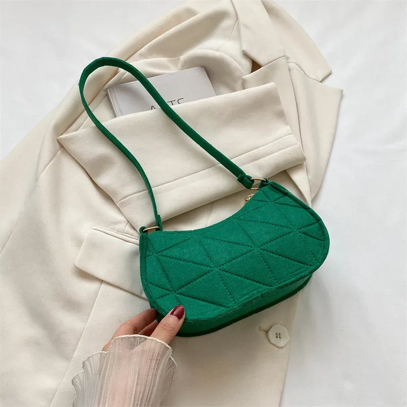 Women Fashion Solid Color Square Stitch Zipper Shoulder Underarm Bag - Image 7