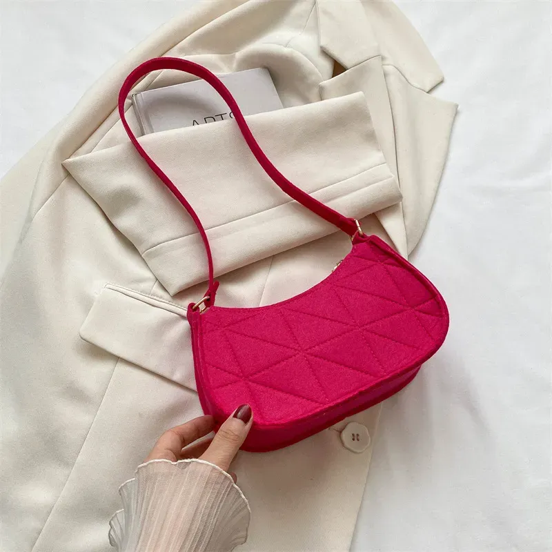 Women Fashion Solid Color Square Stitch Zipper Shoulder Underarm Bag - Image 8