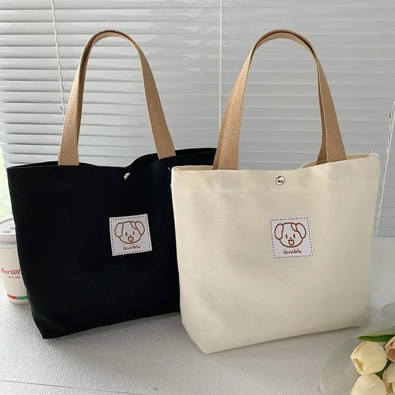 Women Cute Bear Print Large Capacity Canvas Tote Bag