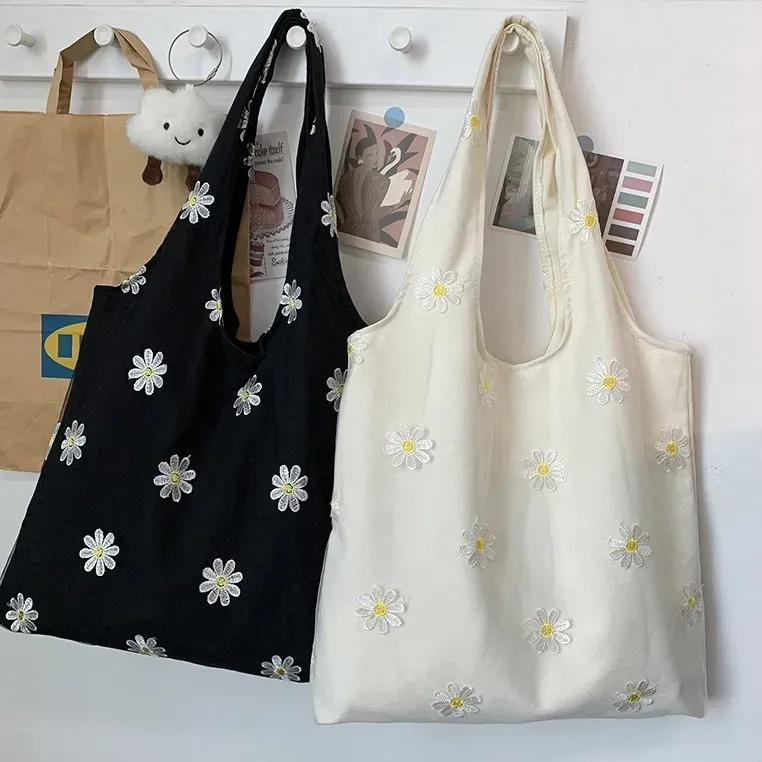 Women Fashion Lace Floral Mesh Embroidered Large Capacity Tote Bag
