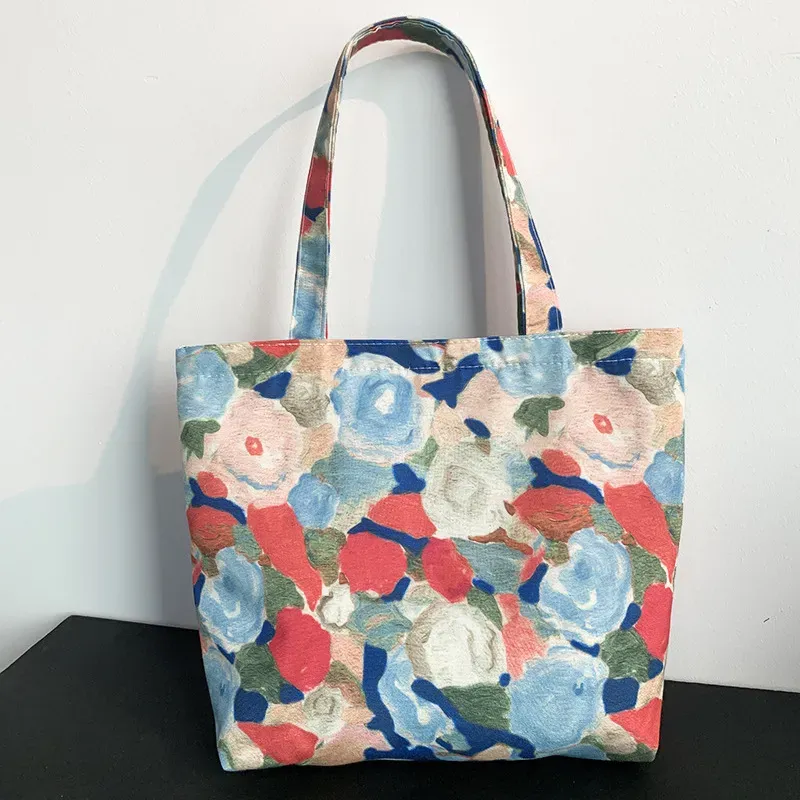 Women Simple Butterfly Print Large-Capacity Canvas Tote Bag - Image 3