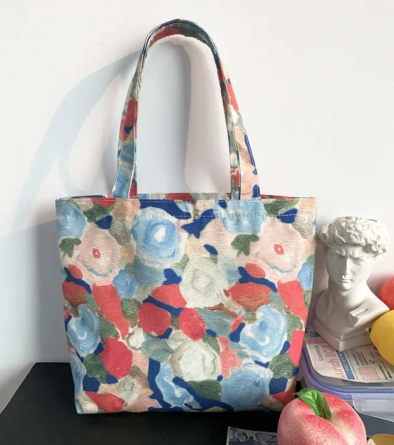 Women Simple Butterfly Print Large-Capacity Canvas Tote Bag - Image 8