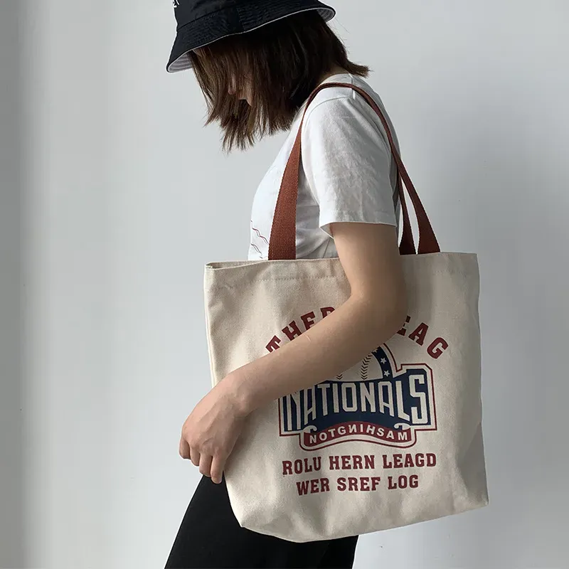Women Fashionable Large Capacity Letter Print Canvas Tote Bag - Image 3