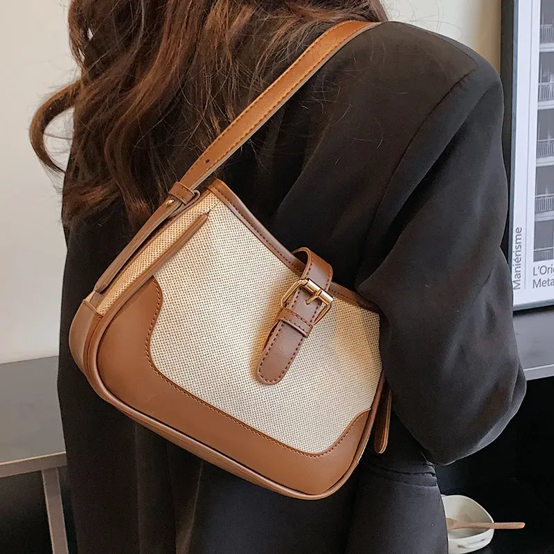 Women Fashion Square Canvas Shoulder Underarm Bag - Image 3