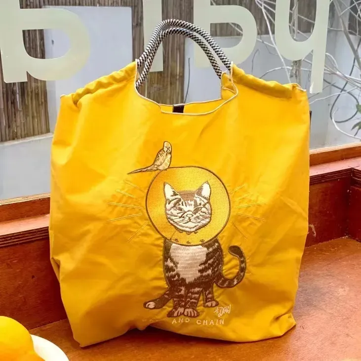 Women Fashion Nylon Embroidered Large Capacity Canvas Shopping Bag - Image 18