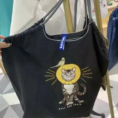 Women Fashion Nylon Embroidered Large Capacity Canvas Shopping Bag - Image 21