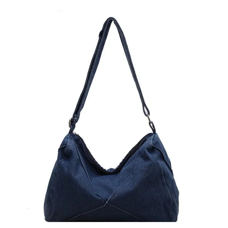 Women Fashionable Simple Large Capacity Denim Shoulder Tote Bag - Image 5
