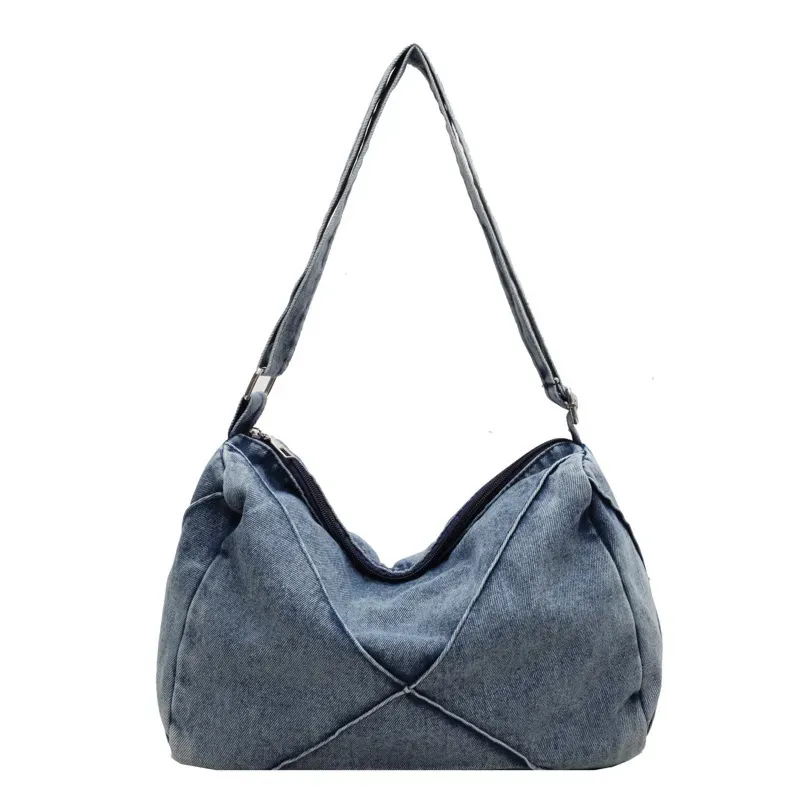 Women Fashionable Simple Large Capacity Denim Shoulder Tote Bag - Image 7