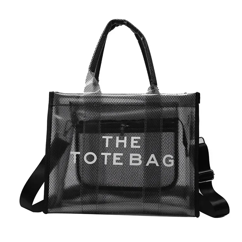 Women Fashion Letter Print Transparent Clear Large Capacity Handbag - Image 6