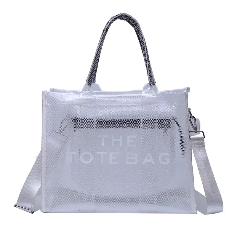 Women Fashion Letter Print Transparent Clear Large Capacity Handbag - Image 7
