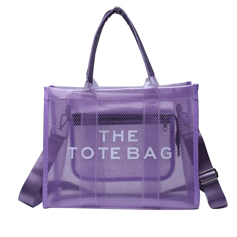 Women Fashion Letter Print Transparent Clear Large Capacity Handbag - Image 8