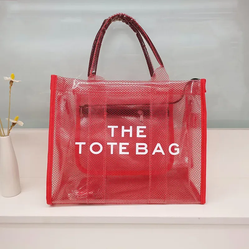 Women Fashion Letter Print Transparent Clear Large Capacity Handbag - Image 10