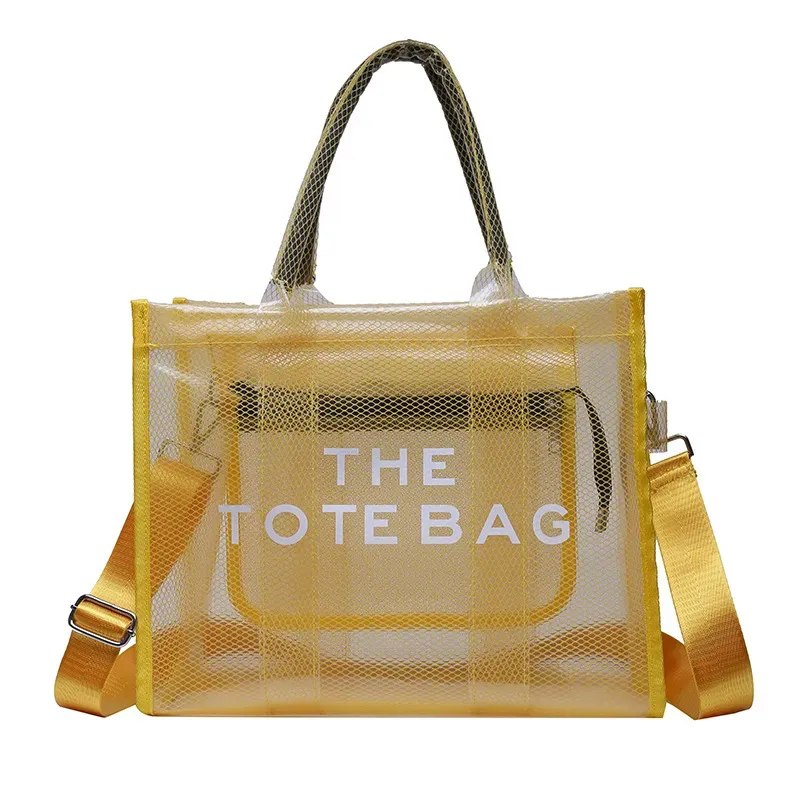 Women Fashion Letter Print Transparent Clear Large Capacity Handbag - Image 11