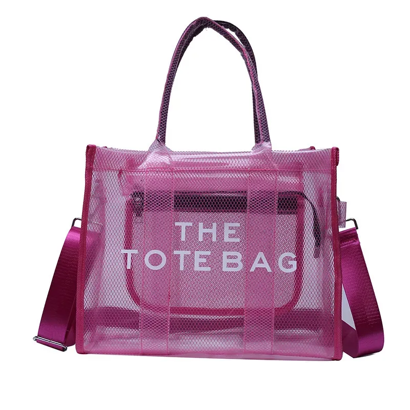 Women Fashion Letter Print Transparent Clear Large Capacity Handbag - Image 12