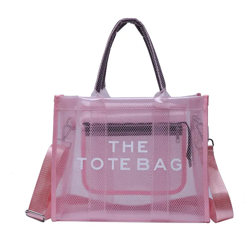 Women Fashion Letter Print Transparent Clear Large Capacity Handbag - Image 15