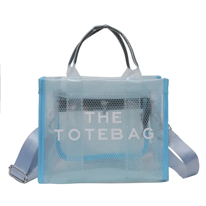 Women Fashion Letter Print Transparent Clear Large Capacity Handbag - Image 16