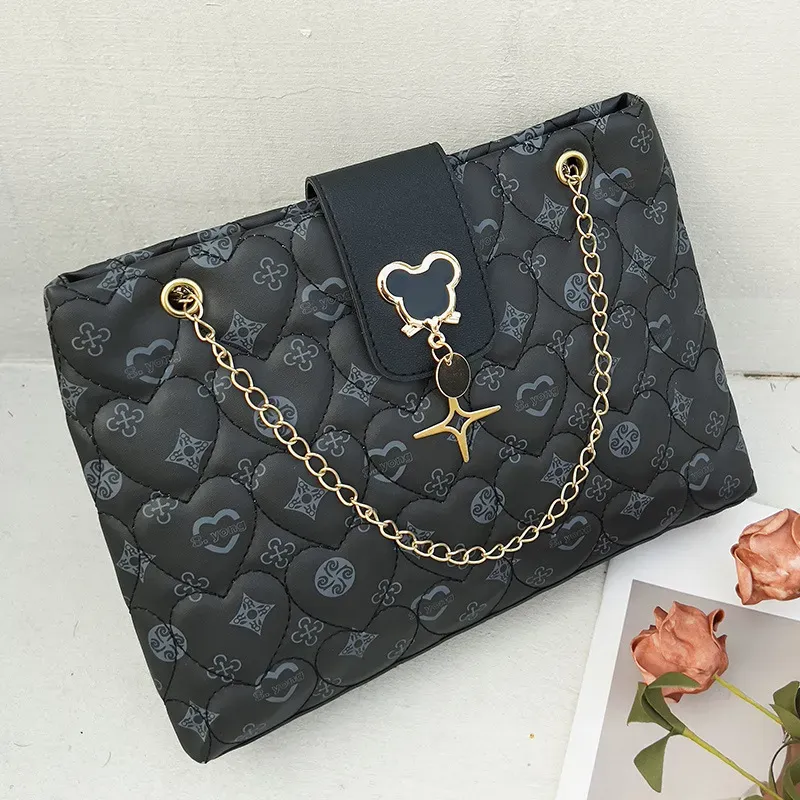 Women Simple Fashionable Printed Square Large Capacity Chain Shoulder Bag - Image 7