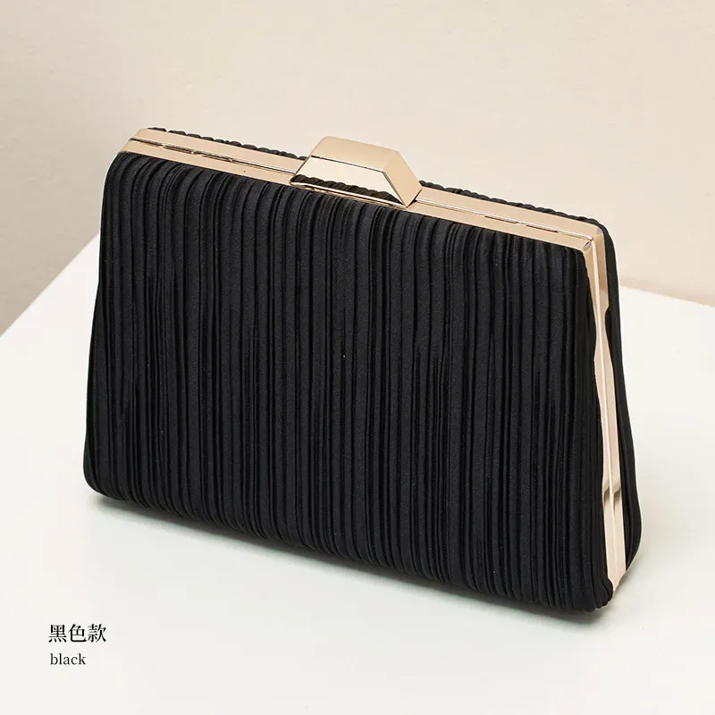 Women Fashionable Square Pleated Chain Evening Bag - Image 8