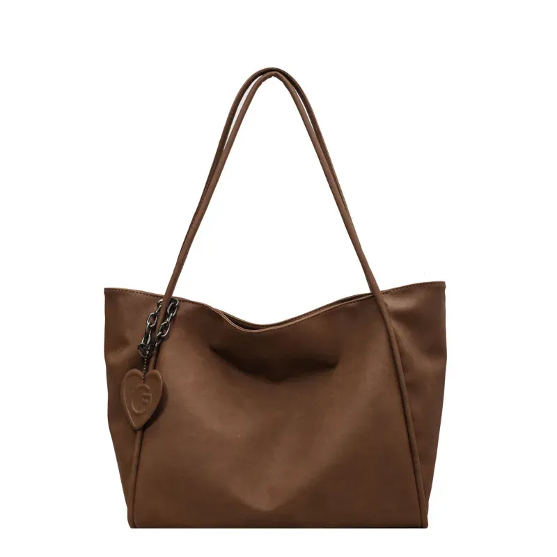 Women Retro Large-Capacity Heart-Shaped Pendant Shoulder Tote Bag - Image 7