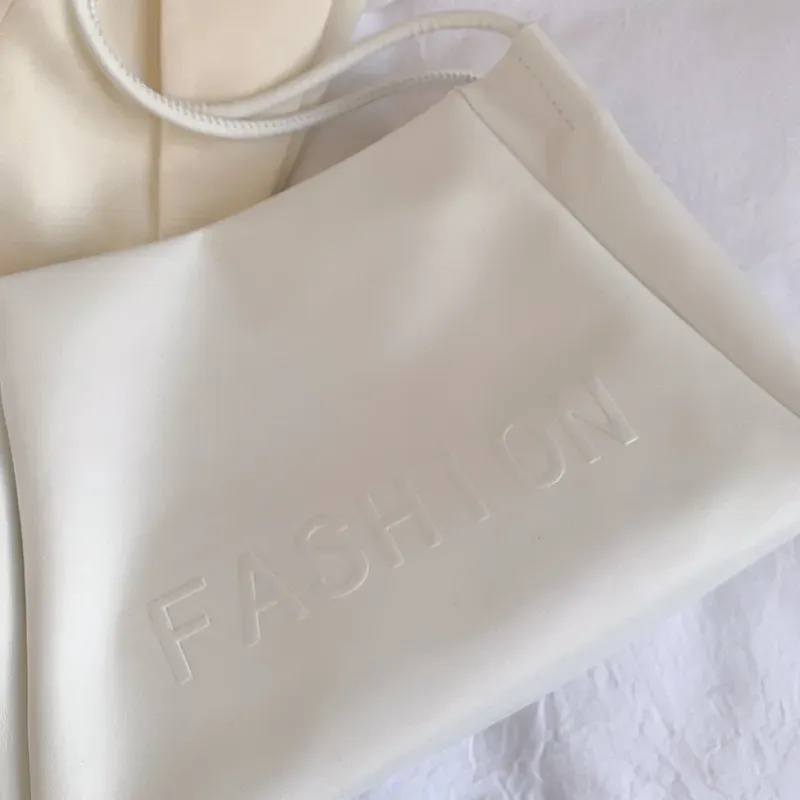 Women Fashionable Solid Color Letter Large Capacity Shoulder Tote Bag - Image 3